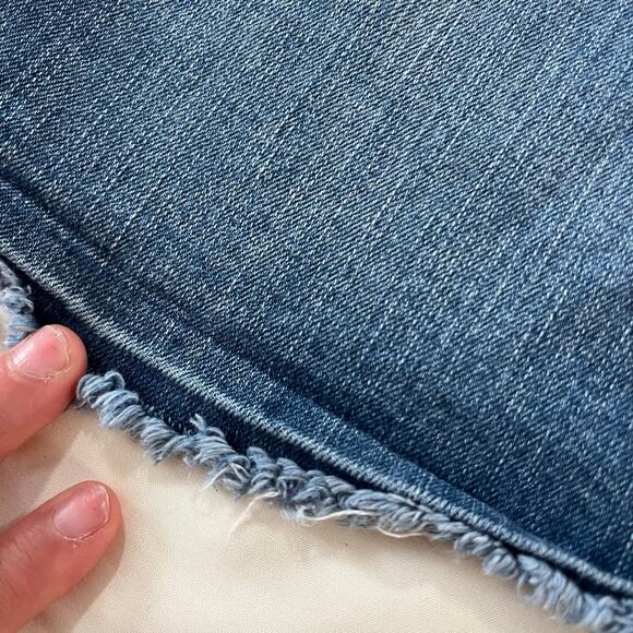 Vtg Y2K 2000s Express Blue Denim Distressed Mini Skirt Wmns 6 Punk Skater - Picture 6 of 8